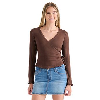 Juniors' madden girl Lace Trim Wrap Tie Side Top