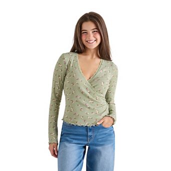 Juniors' madden girl Lace Trim Wrap Tie Side Top