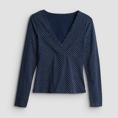 Juniors' madden girl Long Sleeve Crossover V-Neck Top