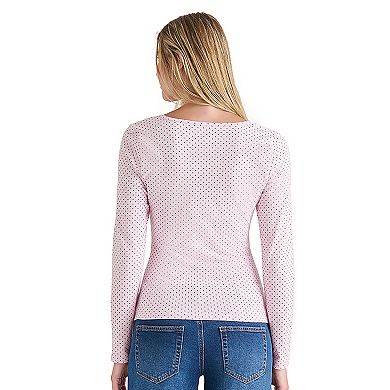 Juniors' madden girl Long Sleeve Crossover V-Neck Top
