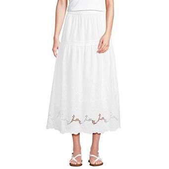 Petite Lands' End Voile Eyelet Midi Skirt
