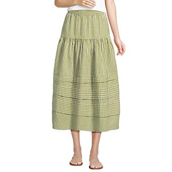 Women's Lands' End Seersucker Pull On Midi Skirt