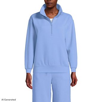 Women's Lands' End Relaxed Quarter Zip Pullover Sweatshirt