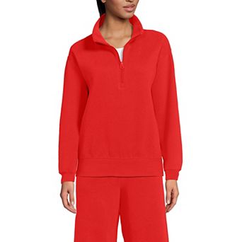 Women's Lands' End Relaxed Quarter Zip Pullover Sweatshirt