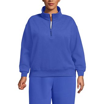 Plus Size Lands' End Relaxed Quarter Zip Pullover Sweatshirt