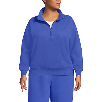 Plus Size Lands' End Relaxed Quarter Zip Pullover Sweatshirt