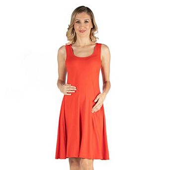 Maternity 24Seven Comfort Apparel Scoop Neck Sleeveless A-Line Dress in Regular & Plus Size