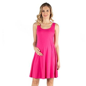 Maternity 24Seven Comfort Apparel Scoop Neck Sleeveless A-Line Dress in Regular & Plus Size