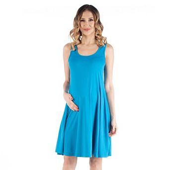 Maternity 24Seven Comfort Apparel Scoop Neck Sleeveless A-Line Dress in Regular & Plus Size