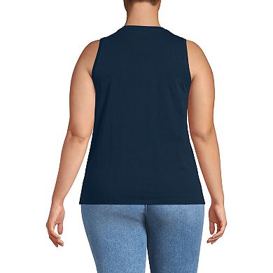 Plus Size Lands' End Supima Cotton Crew Neck Tank Top