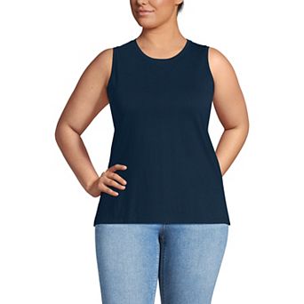 Plus Size Lands' End Supima Cotton Crew Neck Tank Top