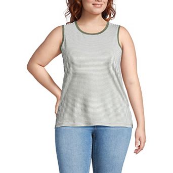 Plus Size Lands' End Supima Cotton Crew Neck Tank Top