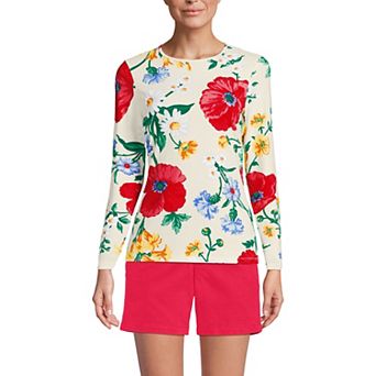 Petite Lands' End Long Sleeve Crewneck Garden Top