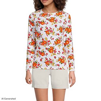 Petite Lands' End Long Sleeve Crewneck Garden Top