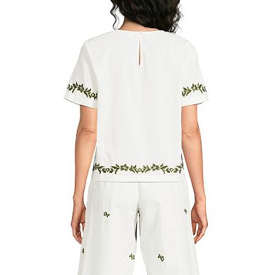 Women's Lands' End Short Sleeve Eyelet Shirt