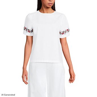 Women's Lands' End Short Sleeve Eyelet Shirt