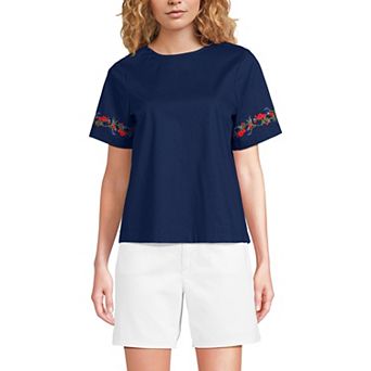 Women's Lands' End Short Sleeve Eyelet Shirt