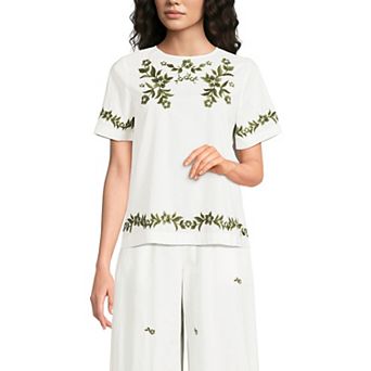Women's Lands' End Short Sleeve Eyelet Shirt