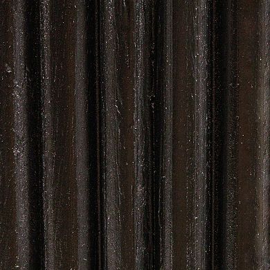 Hello Honey Round Mango Wood Tiered Pedestal Side Table with Ribbed Details, Black