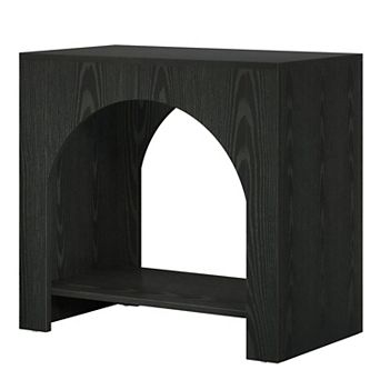 Cube-Style Side Table with Open Shelf and Wood Finish for Living Room or Bedroom
