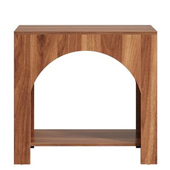 Cube-Style Side Table with Open Shelf and Wood Finish for Living Room or Bedroom