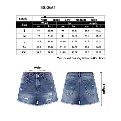 Women's Mid Rise Ripped Denim Shorts Frayed Raw Hem Distressed Jean Shorts