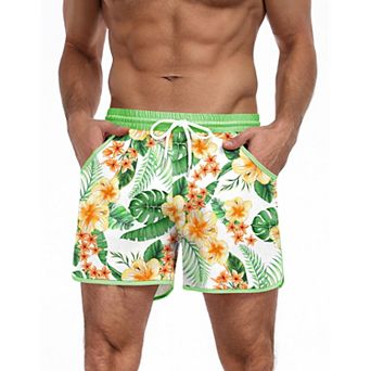 COOFANDY Mens Board Shorts 5 inch Swim Trunk Color Block Swimsuit Summer Surfing Short