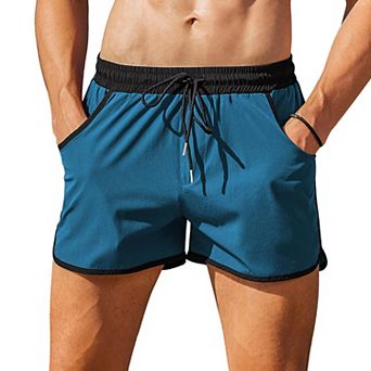 COOFANDY Mens Swim Short Lightweight Color Block Swimsuit Short Bathing Suit Swimwear