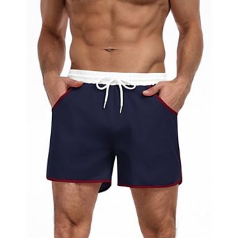 COOFANDY Mens Swim Short Lightweight Color Block Swimsuit Short Bathing Suit Swimwear