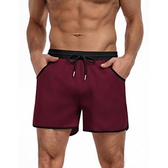 COOFANDY Mens Swim Short Lightweight Color Block Swimsuit Short Bathing Suit Swimwear