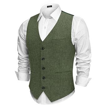 COOFANDY Men Casual Suit Vest Formal Dress Vest Slim Fit Waistcoat Business Wedding