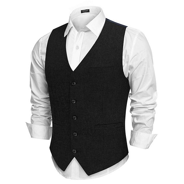COOFANDY Men Casual Suit Vest Formal Dress Vest Slim Fit Waistcoat Business  Wedding