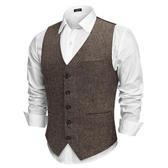 COOFANDY Men Casual Suit Vest Formal Dress Vest Slim Fit Waistcoat Business Wedding