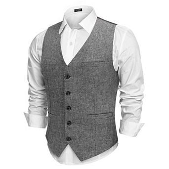 COOFANDY Men Casual Suit Vest Formal Dress Vest Slim Fit Waistcoat Business Wedding