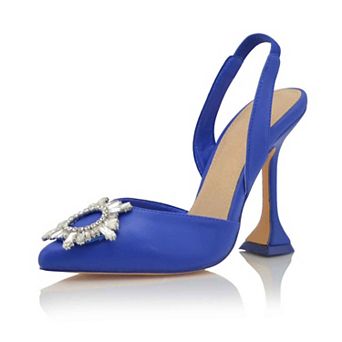 Embellished Pointed Toe Slingback Sculptural Heel Pumps