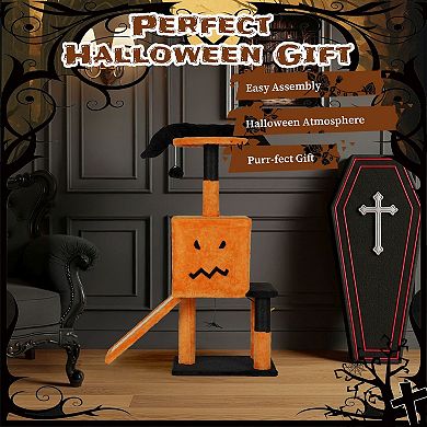 Halloween Cat Tree with Condo, Scratching Posts and Hanging Toys