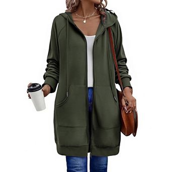 Zeagoo Women's Zip Up Hoodies, Long Sleeve Oversized Fleece Tunic Sweatshirts with Pockets