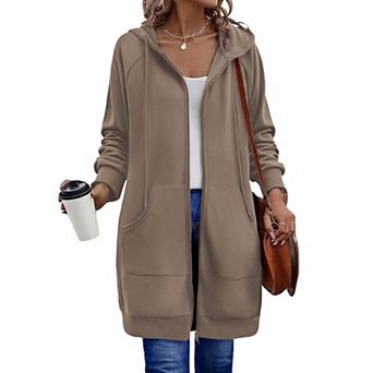 Zeagoo Women's Zip Up Hoodies, Long Sleeve Oversized Fleece Tunic Sweatshirts with Pockets