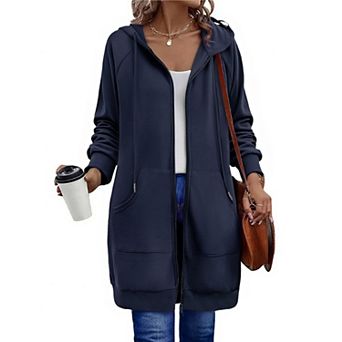 Zeagoo Women's Zip Up Hoodies, Long Sleeve Oversized Fleece Tunic Sweatshirts with Pockets