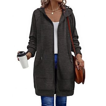 Zeagoo Women's Zip Up Hoodies, Long Sleeve Oversized Fleece Tunic Sweatshirts with Pockets