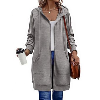 Zeagoo Women's Zip Up Hoodies, Long Sleeve Oversized Fleece Tunic Sweatshirts with Pockets