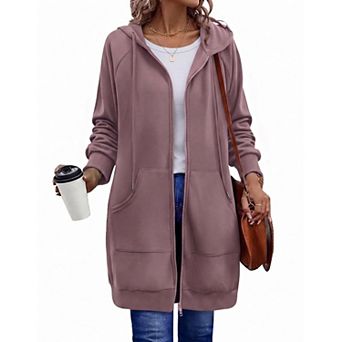 Zeagoo Women's Zip Up Hoodies, Long Sleeve Oversized Fleece Tunic Sweatshirts with Pockets