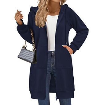 Zeagoo Women's Zip Up Hoodies, Long Sleeve Oversized Fleece Tunic Sweatshirts with Pockets