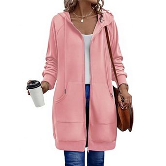 Zeagoo Women's Zip Up Hoodies, Long Sleeve Oversized Fleece Tunic Sweatshirts with Pockets