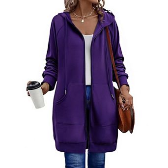 Zeagoo Women's Zip Up Hoodies, Long Sleeve Oversized Fleece Tunic Sweatshirts with Pockets