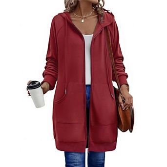 Zeagoo Women's Zip Up Hoodies, Long Sleeve Oversized Fleece Tunic Sweatshirts with Pockets