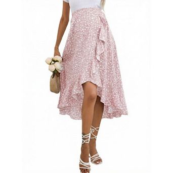 Women's Maternity Flowy Ruffle Hem Elastic Waist Midi Skirt