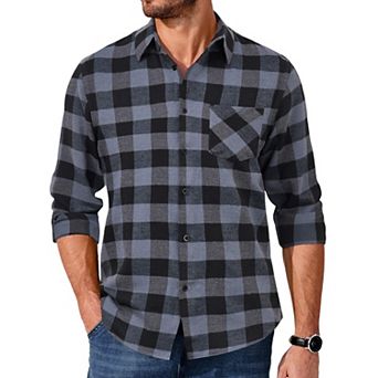 COOFANDY Mens Button Up Christmas Shirts Long Sleeve Flannel Jacket Plaid Casual Fall Shirt Jacket