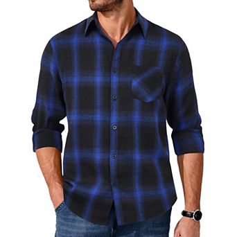 COOFANDY Mens Button Up Christmas Shirts Long Sleeve Flannel Jacket Plaid Casual Fall Shirt Jacket