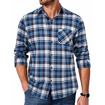COOFANDY Mens Button Up Christmas Shirts Long Sleeve Flannel Jacket Plaid Casual Fall Shirt Jacket